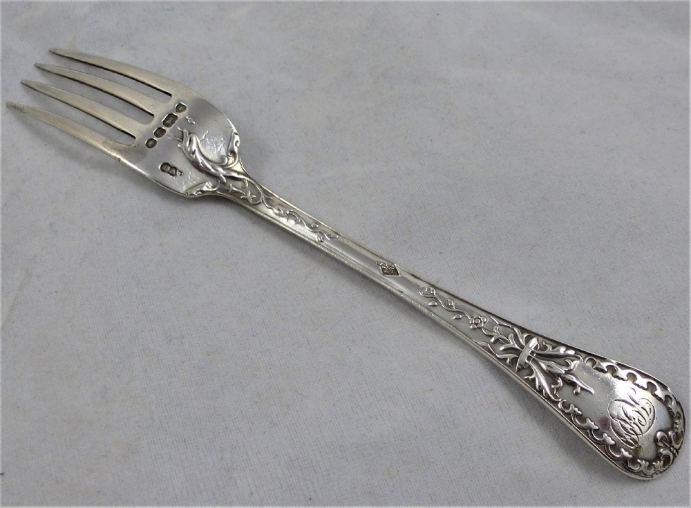Victorian silver Chawner & Co dessert fork View IV