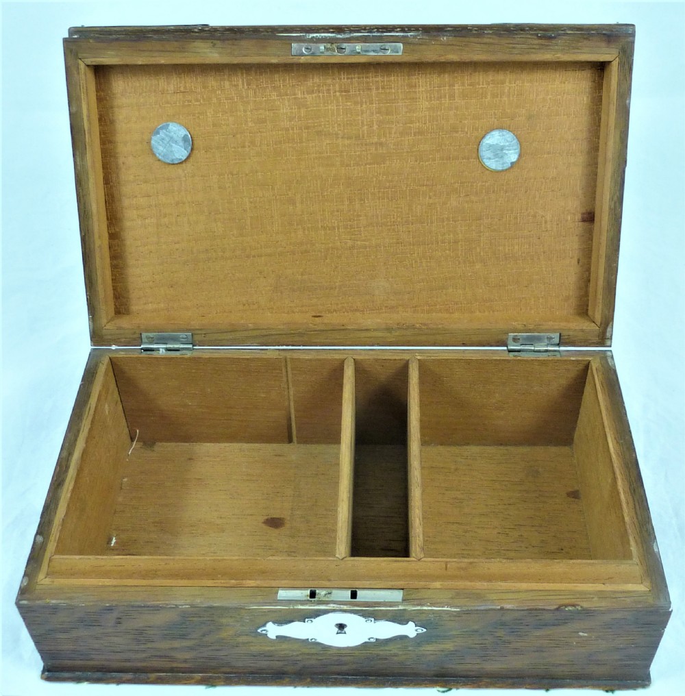 Boots Arts & Crafts Oak and Silver Cigar Box View IX