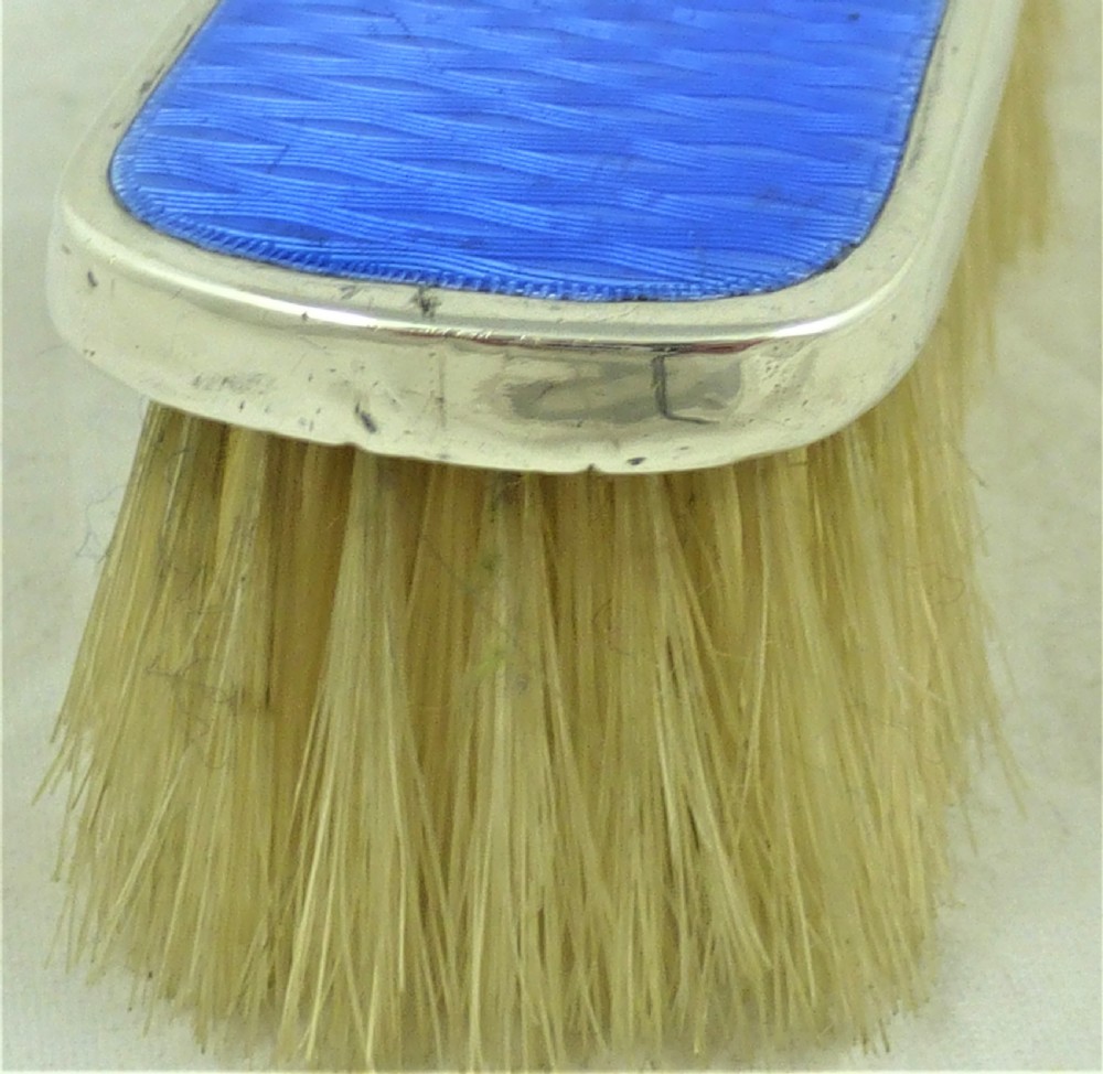 Silver and Blue Guilloche Enamel Clothes Brush View III