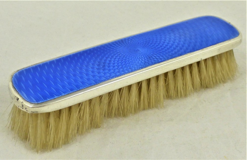 Silver and Blue Guilloche Enamel Clothes Brush View IV