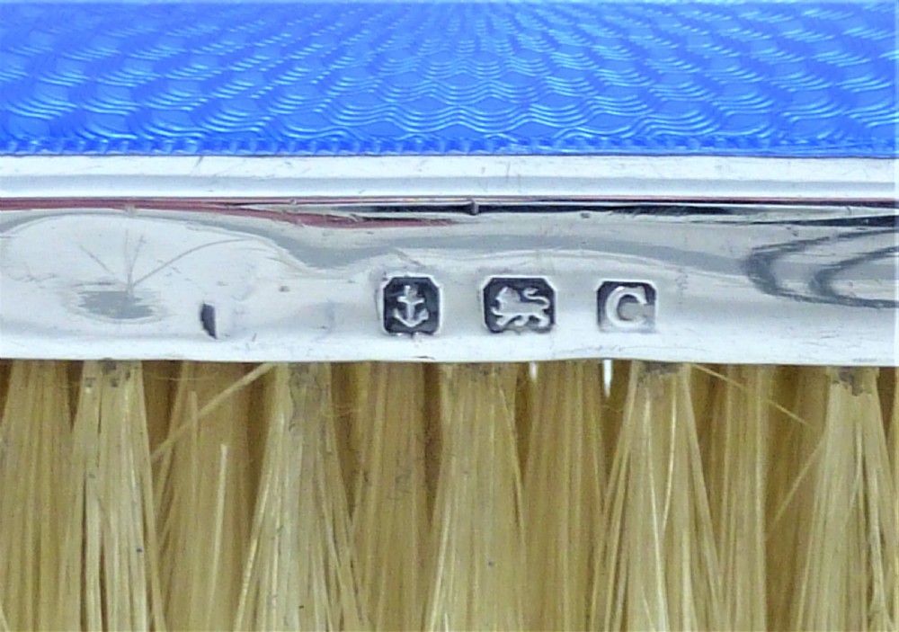 Silver and Blue Guilloche Enamel Clothes Brush View VII