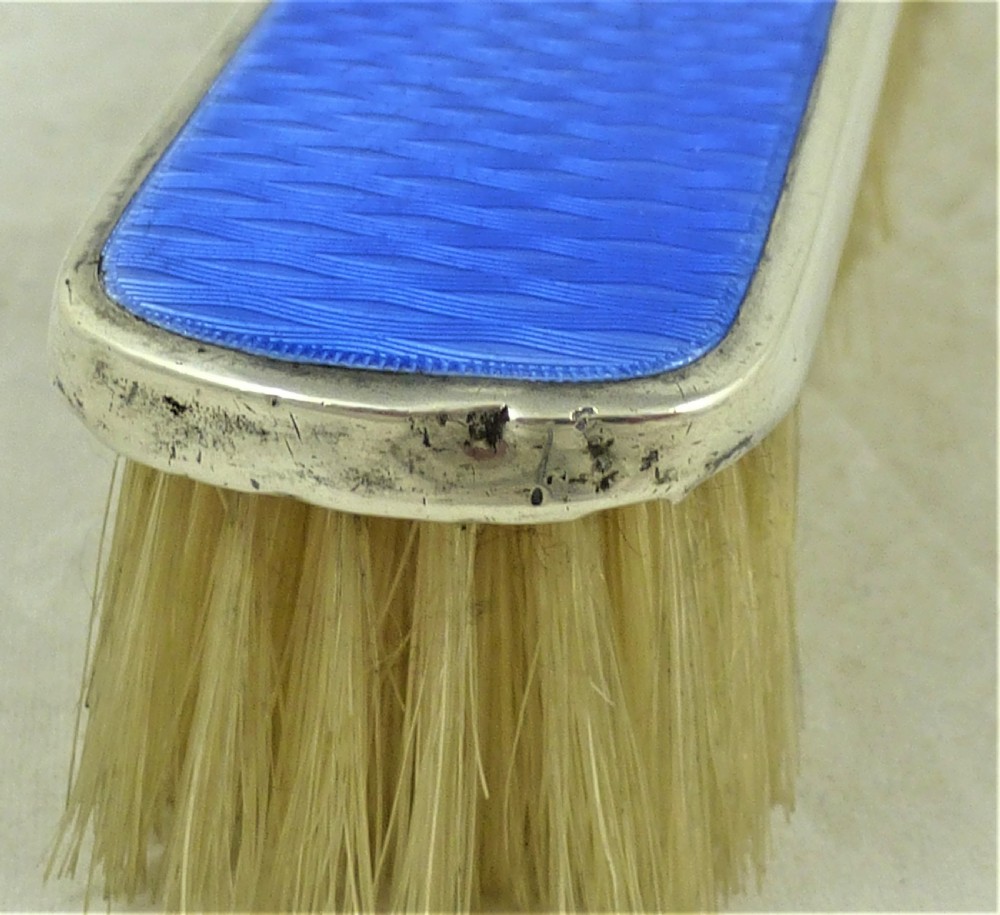 Silver and Blue Guilloche Enamel Clothes Brush View VIII