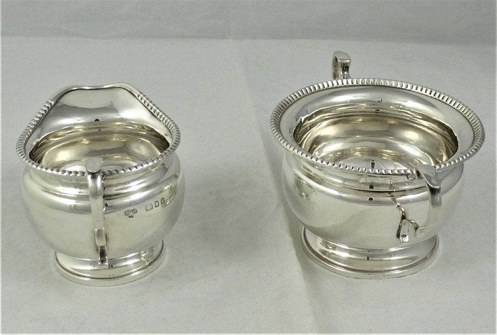 Goldsmiths & Silversmiths Silver Milk Jug and Sugar Bowl View II