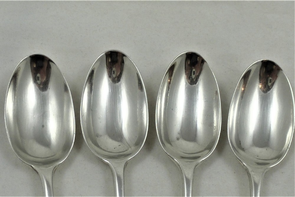 Set of Four Victorian Silver Rat Tail Teaspoons View II