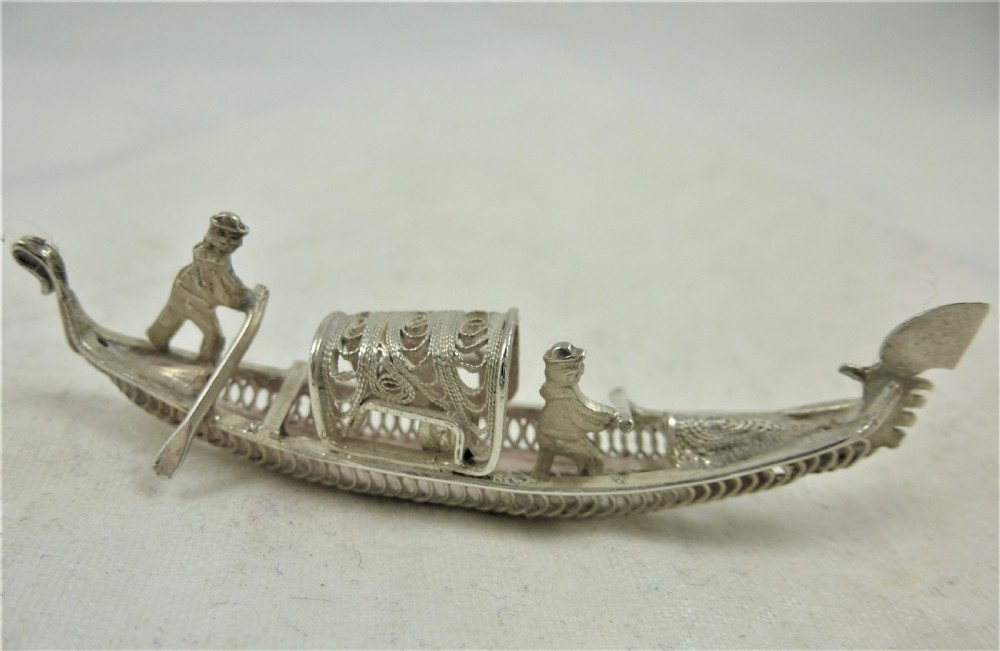 Italian Silver Filigree Miniature Gondola