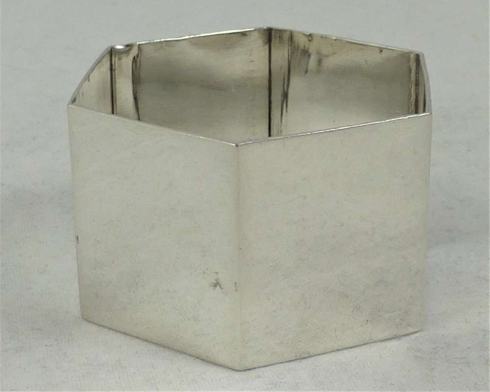 Art Deco Hexagonal Silver Napkin Ring