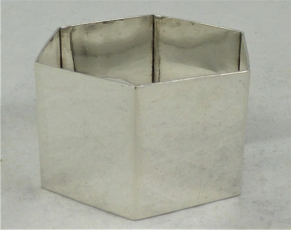 Art Deco Hexagonal Silver Napkin Ring View II