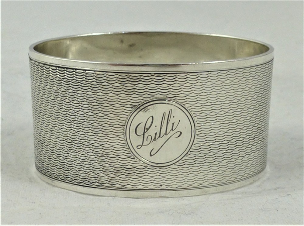 Art Deco Oval Hallmarked Sterling Silver Napkin Ring