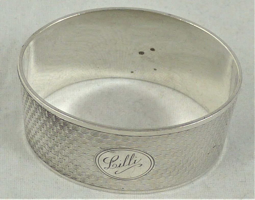 Art Deco Oval Hallmarked Sterling Silver Napkin Ring View IV