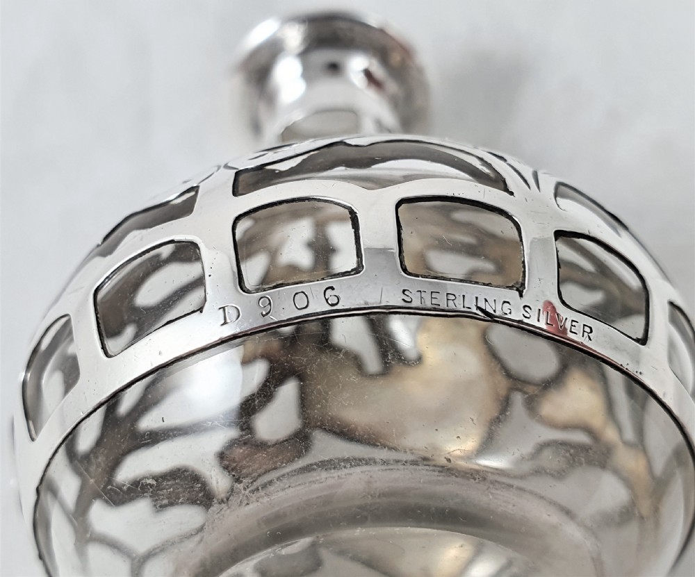 American Art Nouveau Glass & Silver Perfume Bottle View IX