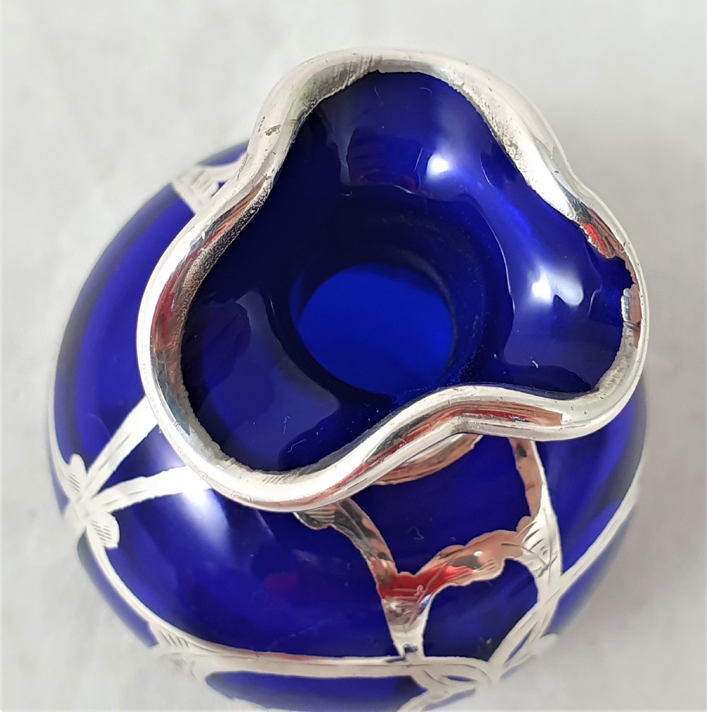 American Art Nouveau Glass & Silver Perfume Bottle View VII