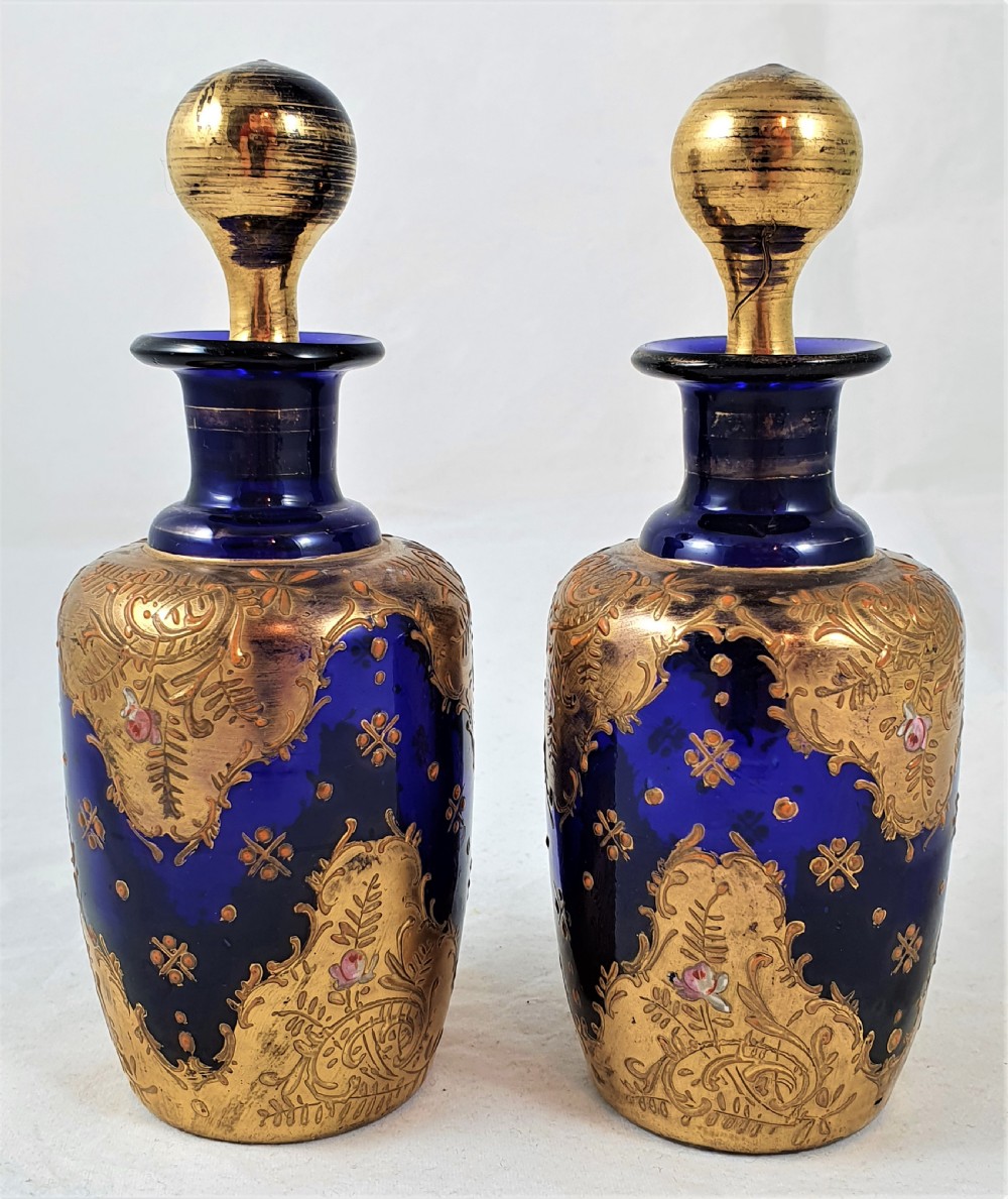 Pair of Bohemian Glass Perfume Bottles