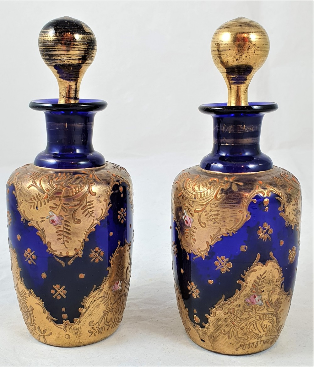 Pair of Bohemian Glass Perfume Bottles View II