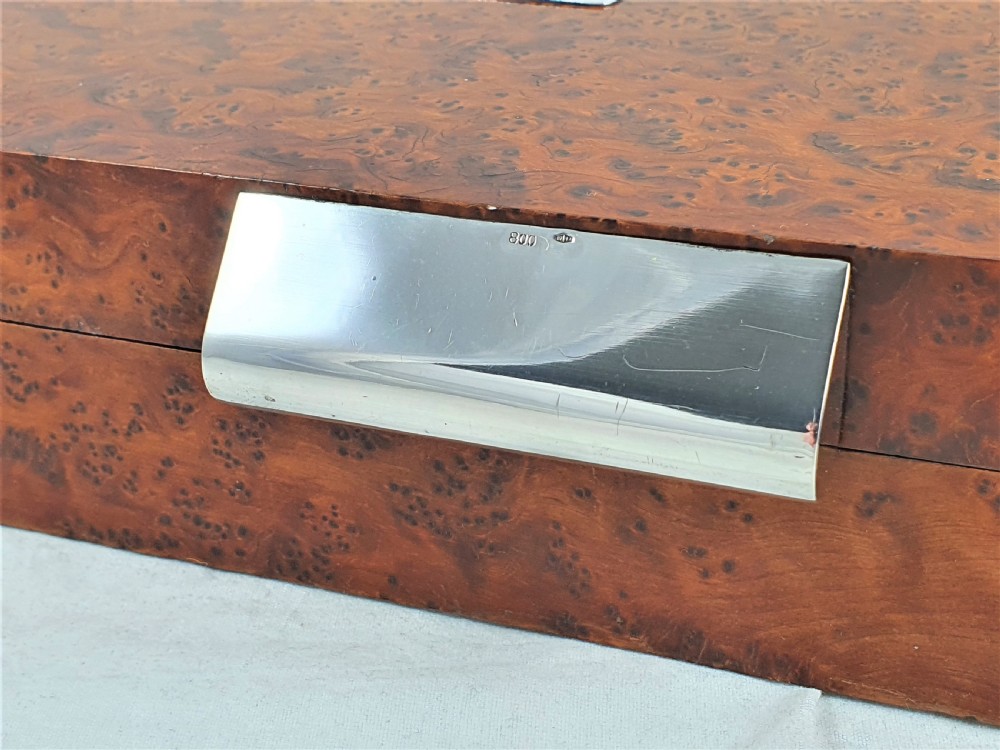 Italian Art Deco Burr Walnut & Silver Card or Games Box View IV