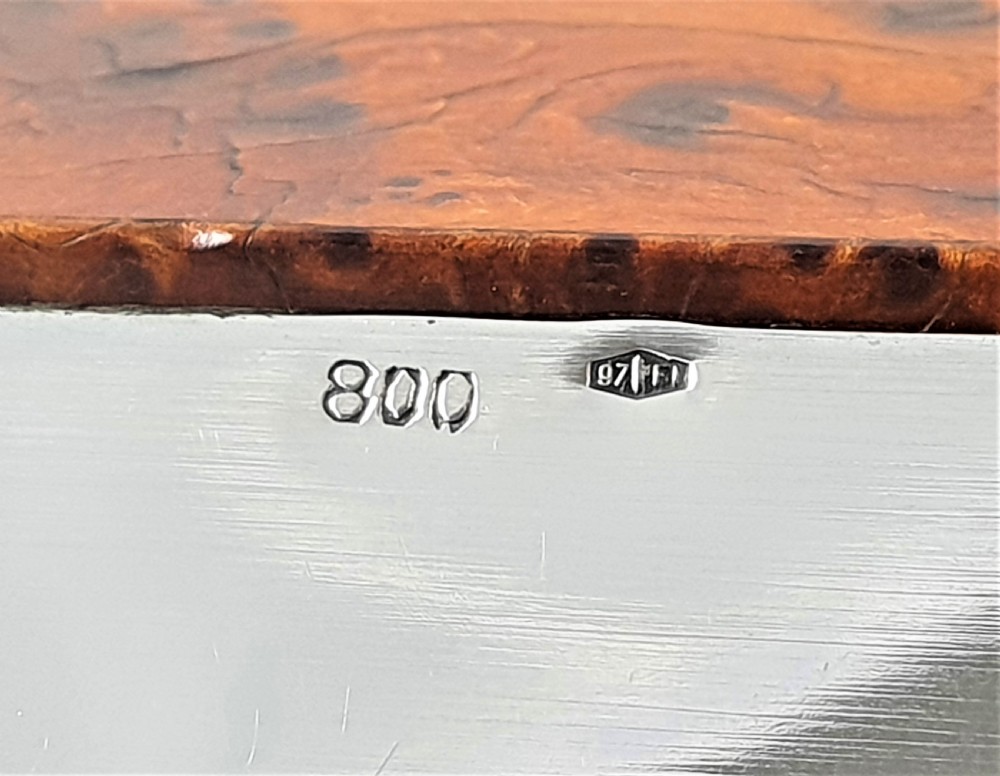 Italian Art Deco Burr Walnut & Silver Card or Games Box View V