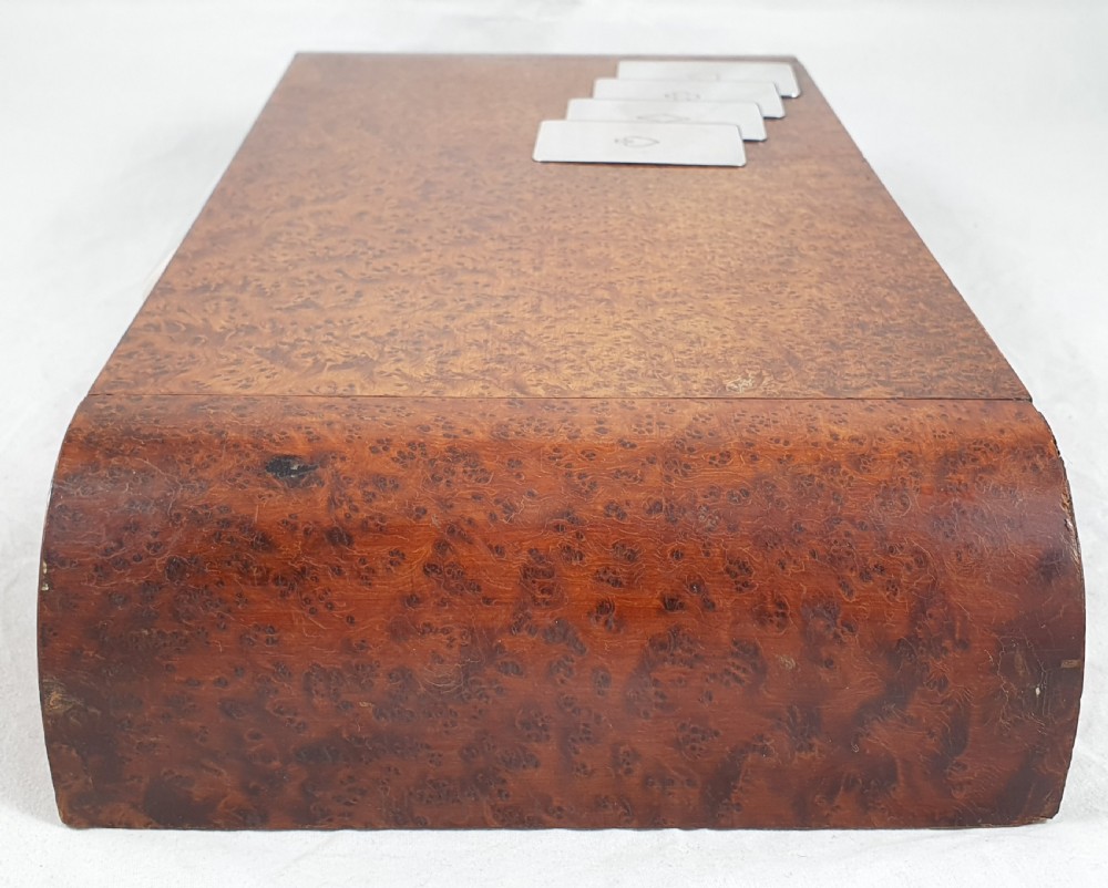Italian Art Deco Burr Walnut & Silver Card or Games Box View VII