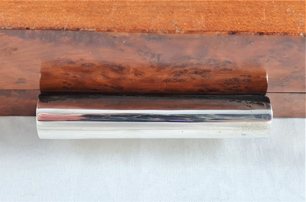 Italian Art Deco Burr Walnut & Silver Card or Games Box View XV