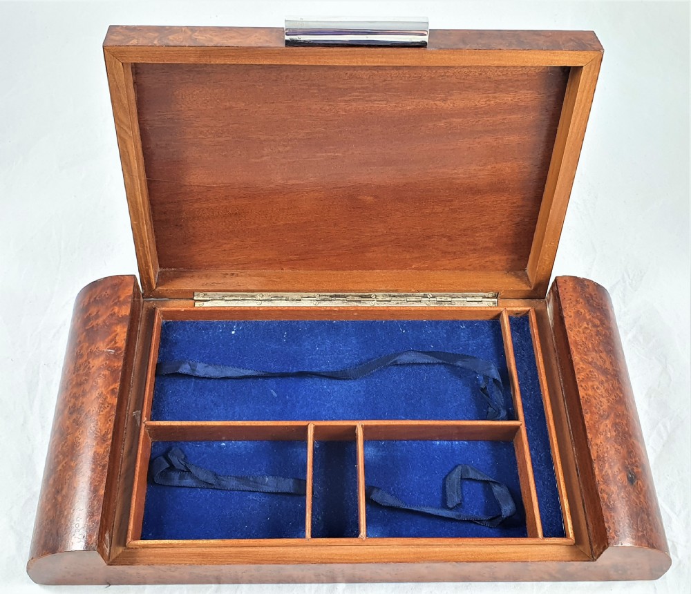Italian Art Deco Burr Walnut & Silver Card or Games Box View XVIII