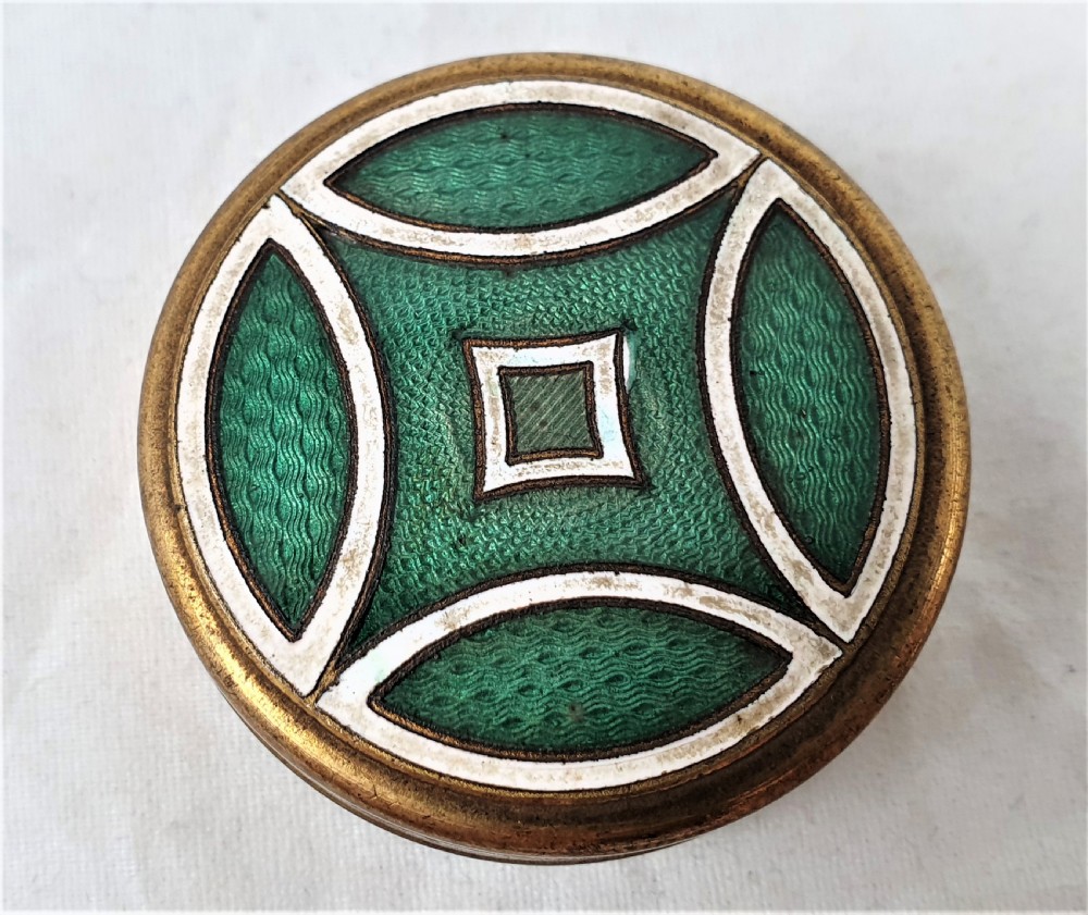 Guilloche Enamel and Gilt Brass Pill Box View II