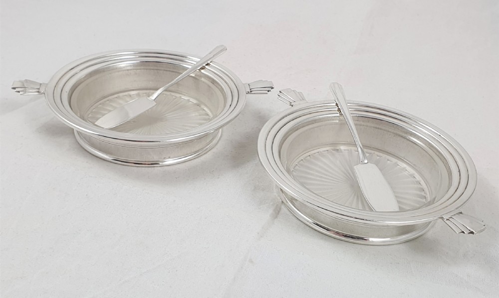 Pair of Art Deco Design Silver Butter Dishes View II
