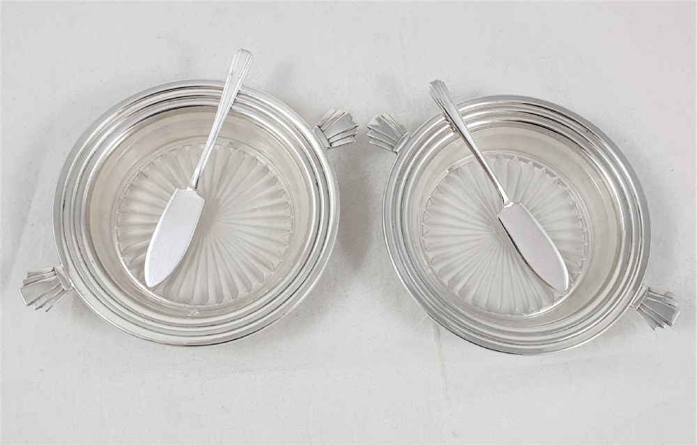 Pair of Art Deco Design Silver Butter Dishes View III