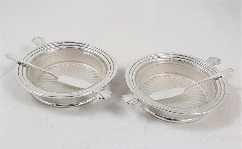 Pair of Art Deco Design Silver Butter Dishes View IV