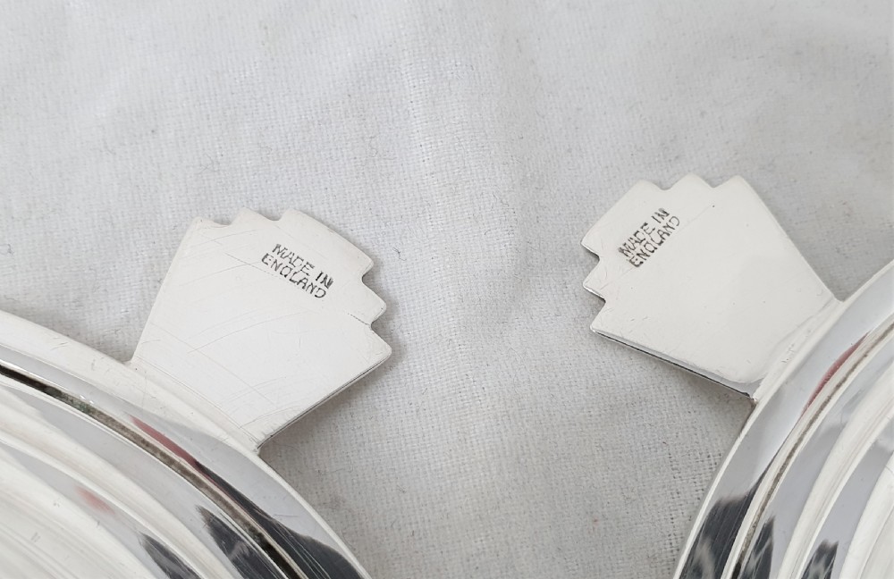 Pair of Art Deco Design Silver Butter Dishes View XI