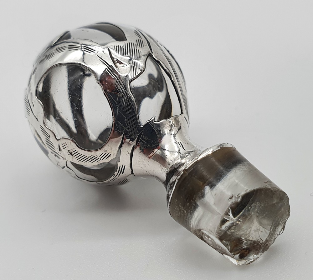 AMERICAN ALVIN MANUFACTURING CO SILVER OVERLAY PERFUME BOTTLE View V