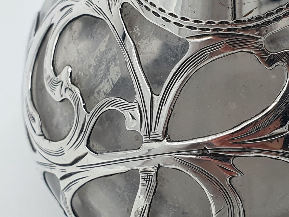 AMERICAN ALVIN MANUFACTURING CO SILVER OVERLAY PERFUME BOTTLE View X