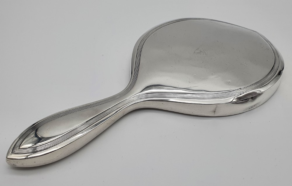 American Art Deco Sterling Silver Hand Mirror View II