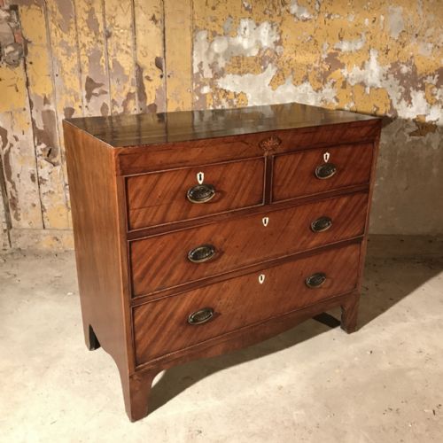 C19TH MAHOGANY CHEST OF DRAWERS WITH PRINCE OF WALES FEATHERS - ADDITIONAL PHOTO 1