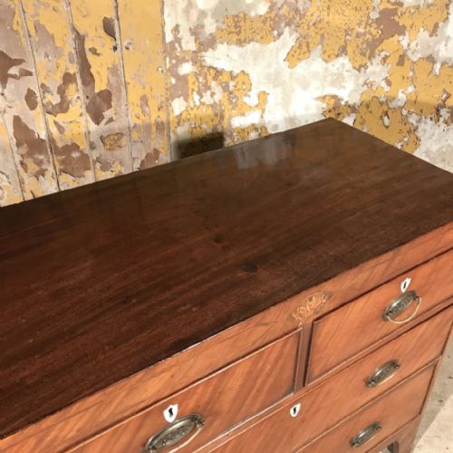C19TH MAHOGANY CHEST OF DRAWERS WITH PRINCE OF WALES FEATHERS - ADDITIONAL PHOTO 2