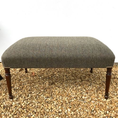 victorian centre stool in harris tweed - CATEGORY: ANTIQUE STOOLS - DATED VICTORIAN