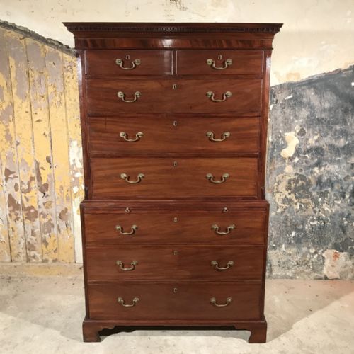 georgian mahogany chest on chest with slide - CATEGORY: ANTIQUE CHEST OF DRAWERS - DATED GEORGIAN