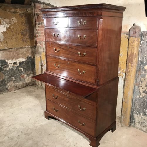 GEORGIAN MAHOGANY CHEST ON CHEST WITH SLIDE - ADDITIONAL PHOTO 1