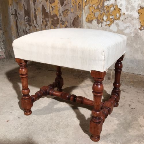french oak turned leg stool - CATEGORY: ANTIQUE STOOLS - DATED 1900