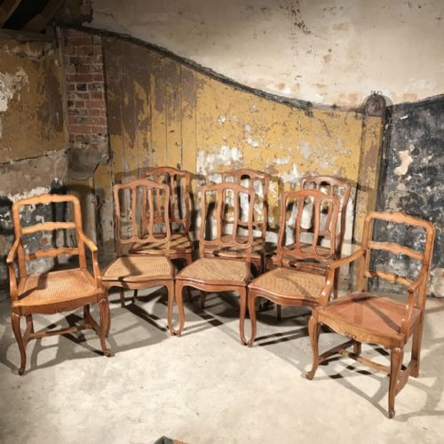 harlequin set of 8 french cane chairs - CATEGORY: ANTIQUE CHAIRS - DATED 1920