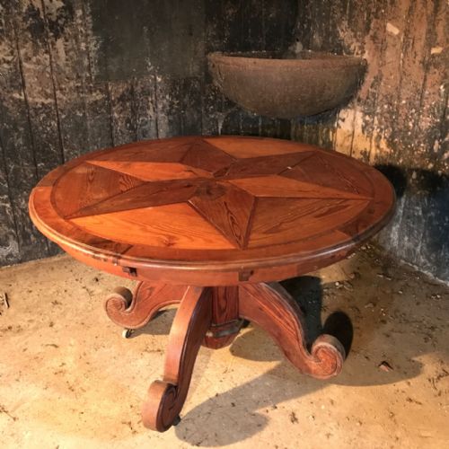FRENCH PITCH PINE MARQUETRY ROUND TABLE - ADDITIONAL PHOTO 2