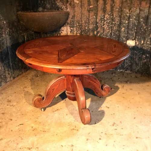 FRENCH PITCH PINE MARQUETRY ROUND TABLE - ADDITIONAL PHOTO 3