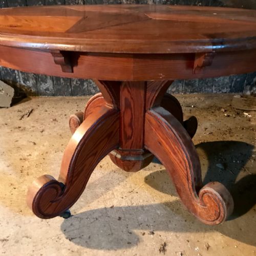 FRENCH PITCH PINE MARQUETRY ROUND TABLE - ADDITIONAL PHOTO 4
