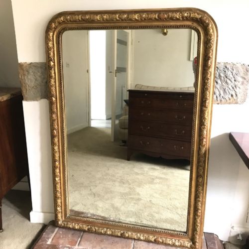 french gilt overmantle mirror 52'' high - CATEGORY: ANTIQUE MIRRORS - DATED 19TH CENTURY