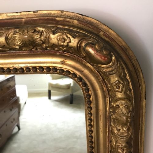 FRENCH GILT OVERMANTLE MIRROR 52'' HIGH - ADDITIONAL PHOTO 1