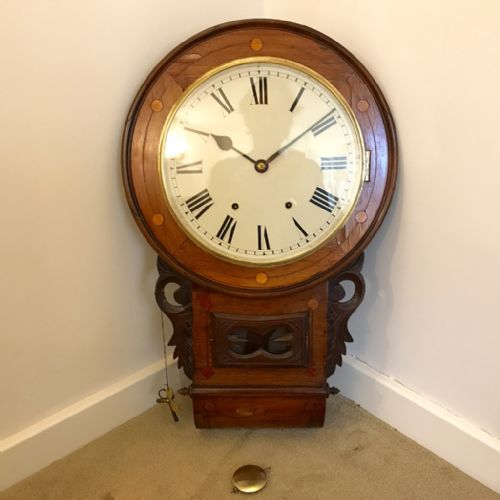 american drop dial wall clock - CATEGORY: ANTIQUE CLOCKS - DATED 1900