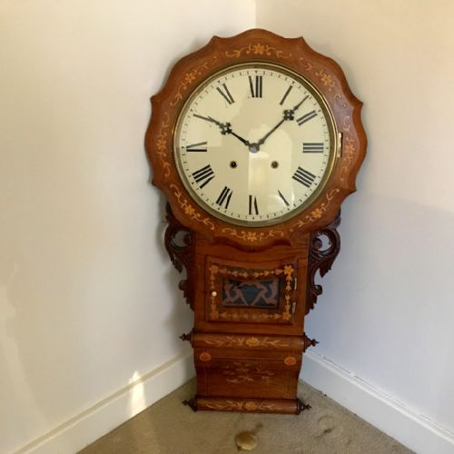impressive american drop dial clock - CATEGORY: ANTIQUE CLOCKS - DATED 1900
