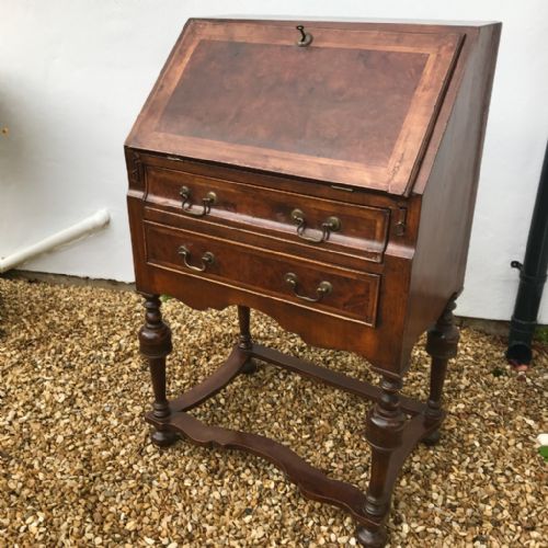 william and mary style small walnut bureau - CATEGORY: ANTIQUE BUREAU - DATED 1860