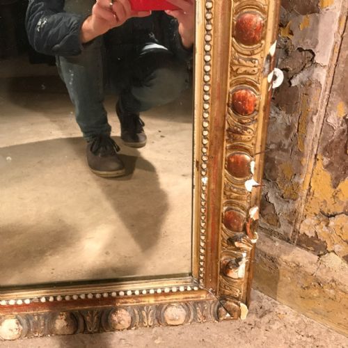 LARGE FRENCH GILT MIRROR FOR RESTORATION - ADDITIONAL PHOTO 5