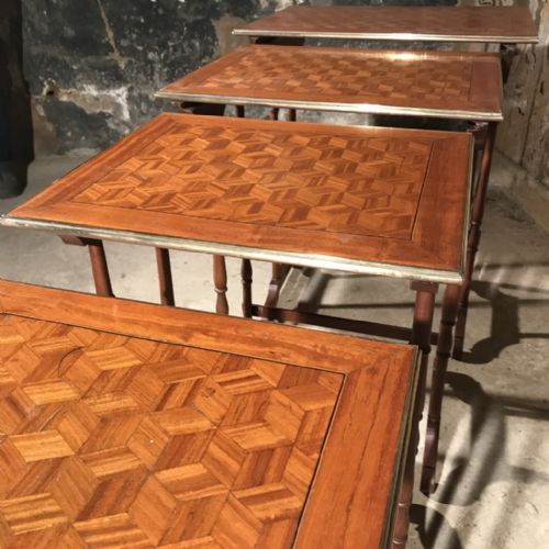 QUARTETTO NEST OF FOUR TABLES WITH BRASS INLAY - ADDITIONAL PHOTO 6