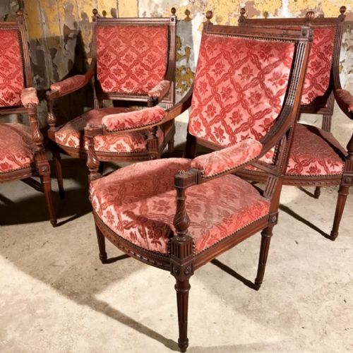 RARE SET OF FOUR FRENCH ARMCHAIRS - ADDITIONAL PHOTO 4