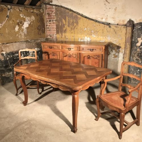 fig 1. French extending dining table with cherry parquet top