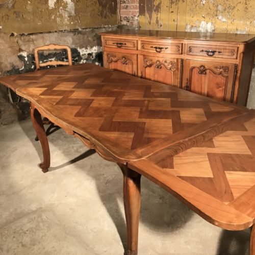 fig 3. French extending dining table with cherry parquet top